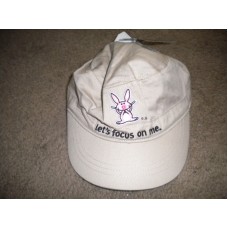 Happy Bunny khaki cotton painter&apos;s hat cap Let&apos;s Focus on Me embroidery NEW OSFM  eb-32297738
